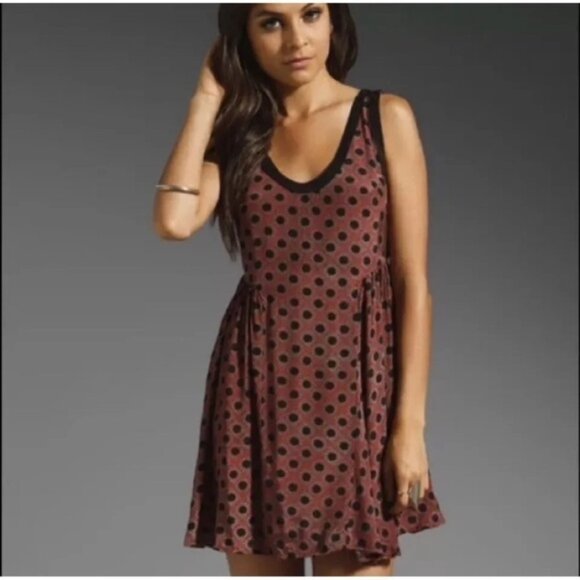 Free People Red Polka dot Molly Bohemian Tank Mini Swing dress size Small - Picture 11 of 12